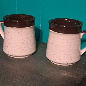 Speckled Cream and Brown Stoneware Mugs